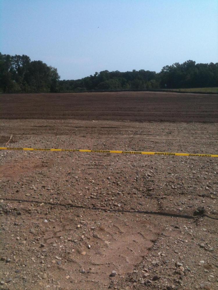 Construction at the Shoemaker Lane Solar Farm with caution tape