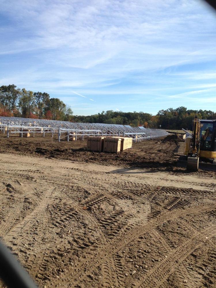 Solar panel base construction at the Shoemaker Lane Solar Farm