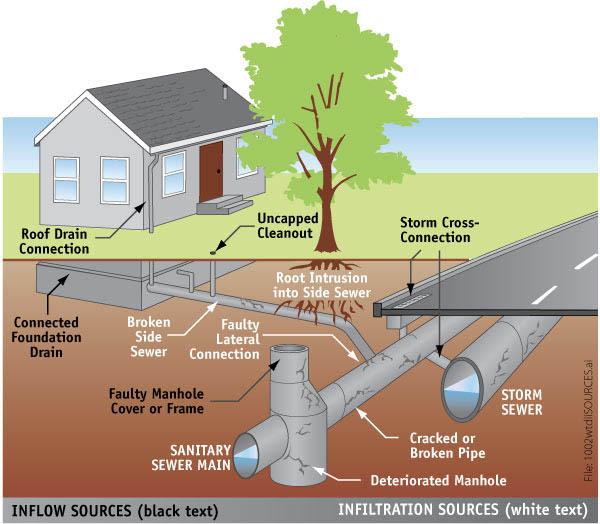 Inflow and infiltration sources from a typical suburban home and roadway