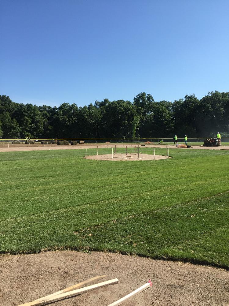 Men working on track construction project