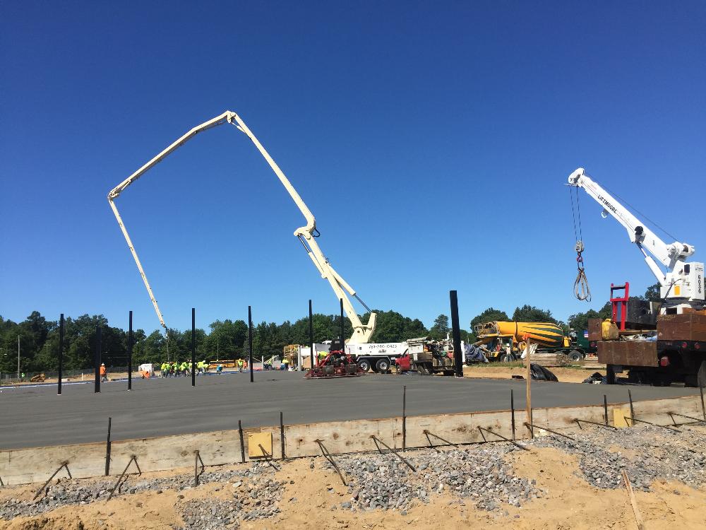 New concrete being poured