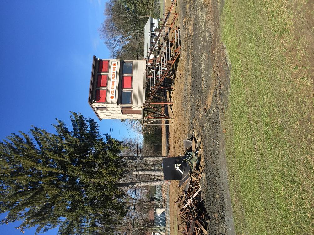 Press box and bleachers