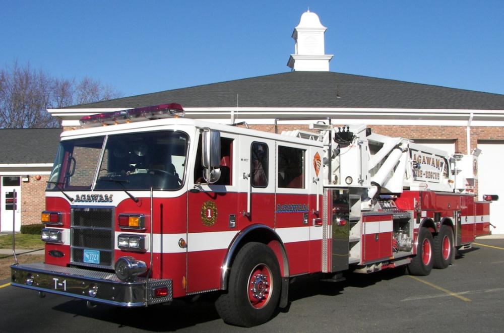 Truck 1 in front of fire station